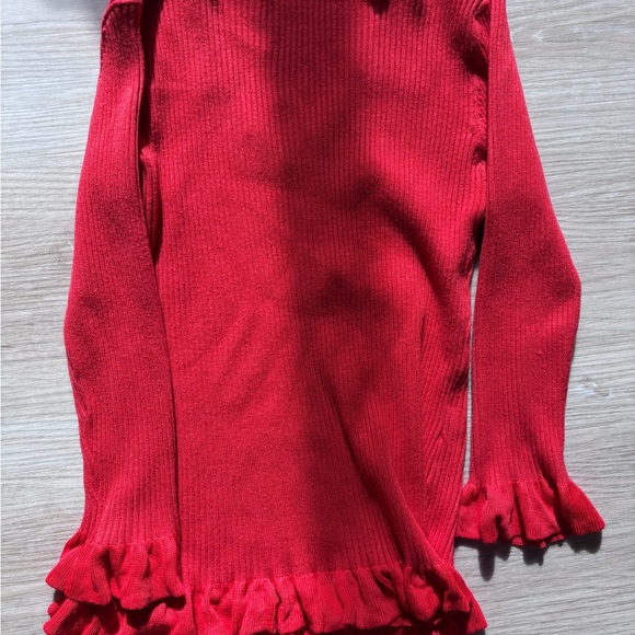 Red V-Neck Ribbed Sweater - Picture 3 of 3